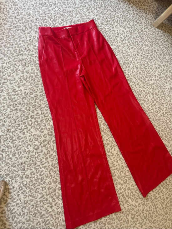 Alice + Olivia Pants - Alice + Olivia Red Faux Leather Wide Leg Trouser Pants NWOT Size 10